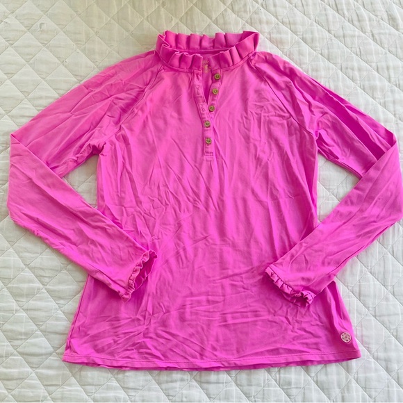 Lilly Pulitzer Women’s Pink Long Sleeve UPF+ Luxletic Hutton Polo - Picture 4 of 10